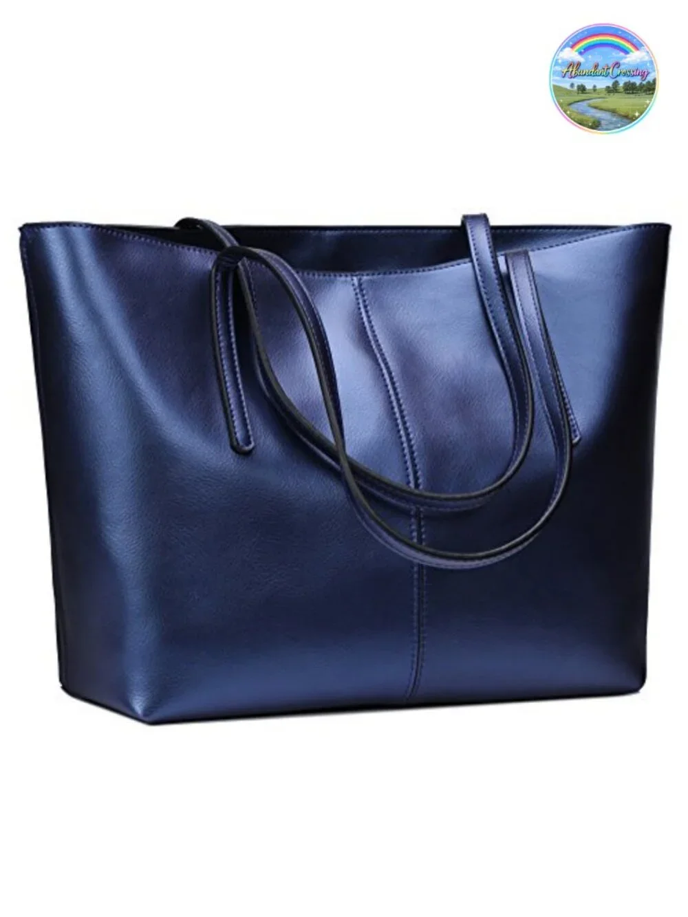 Genuine Leather Large Tote Shoulder Bag with Zip Pockets Fits 14